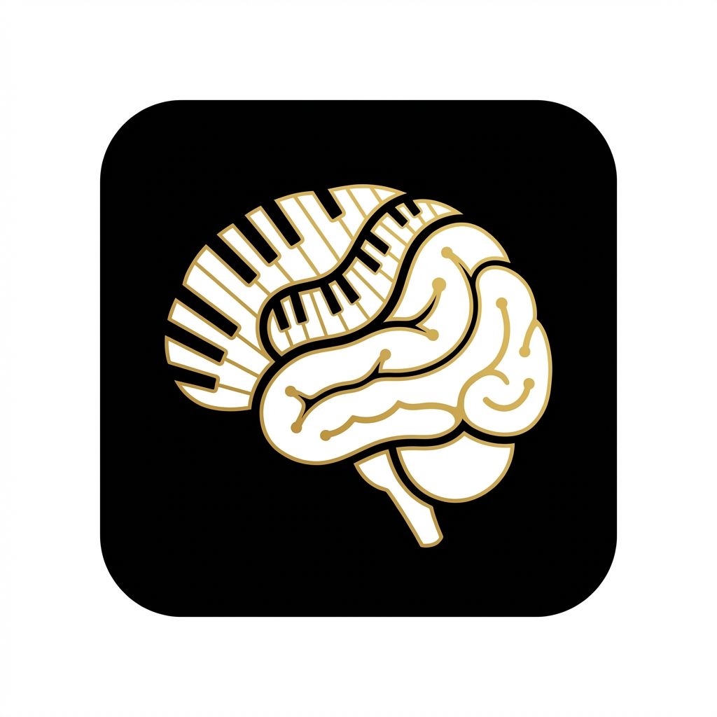 Brain with piano keys illustration