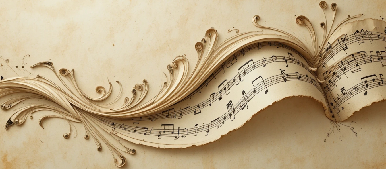Decorative music scroll with notes