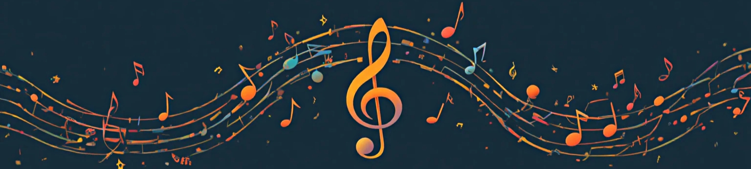Musical notes and treble clef